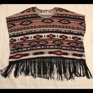Tribal Loose Fit Blouse w/ Fringe